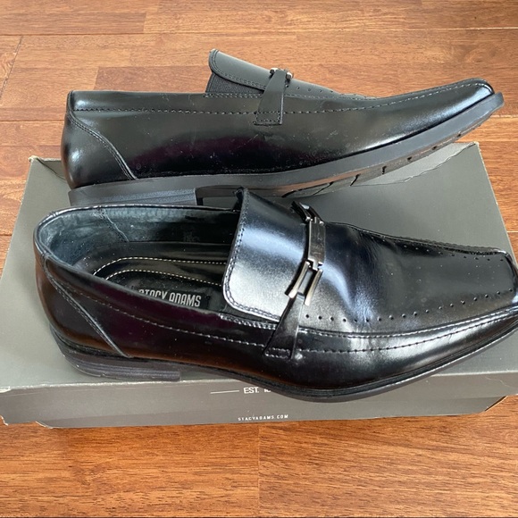 Stacy Adams Mens Cade Bike Toe Slip On Black Dress Shoes 7 - Picture 8 of 10